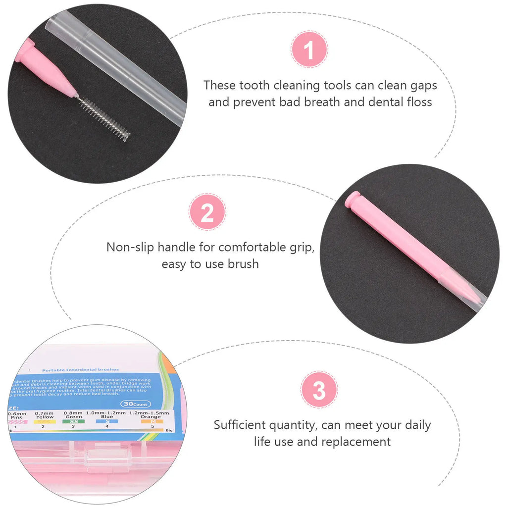 60-Pack Interdental Brushes | Tight Gap Tooth Cleaning Tool Interdental Brush Set QXL