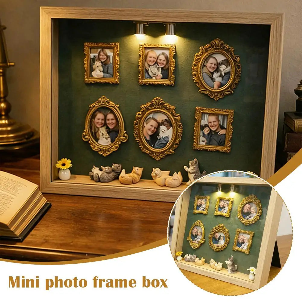 Mini Museum Silhouette Memory Box | Gold Frame Photo Display Memory Display Box QXL