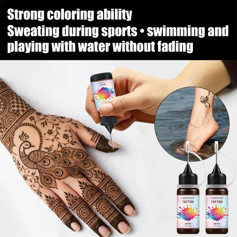 Temporary Tattoo Ink Kit with 120 Stencils | DIY Body Art Temporary Tattoo Kit QXL