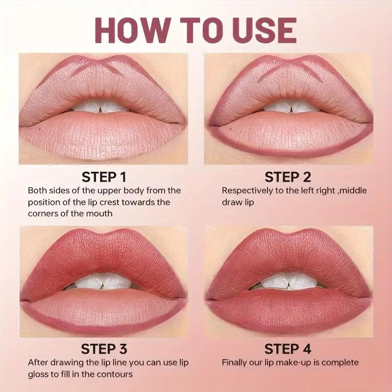 Matte Lip Liner & Gloss Set – Waterproof, Nude, Long-Lasting Lip Liner & Gloss Set QXL