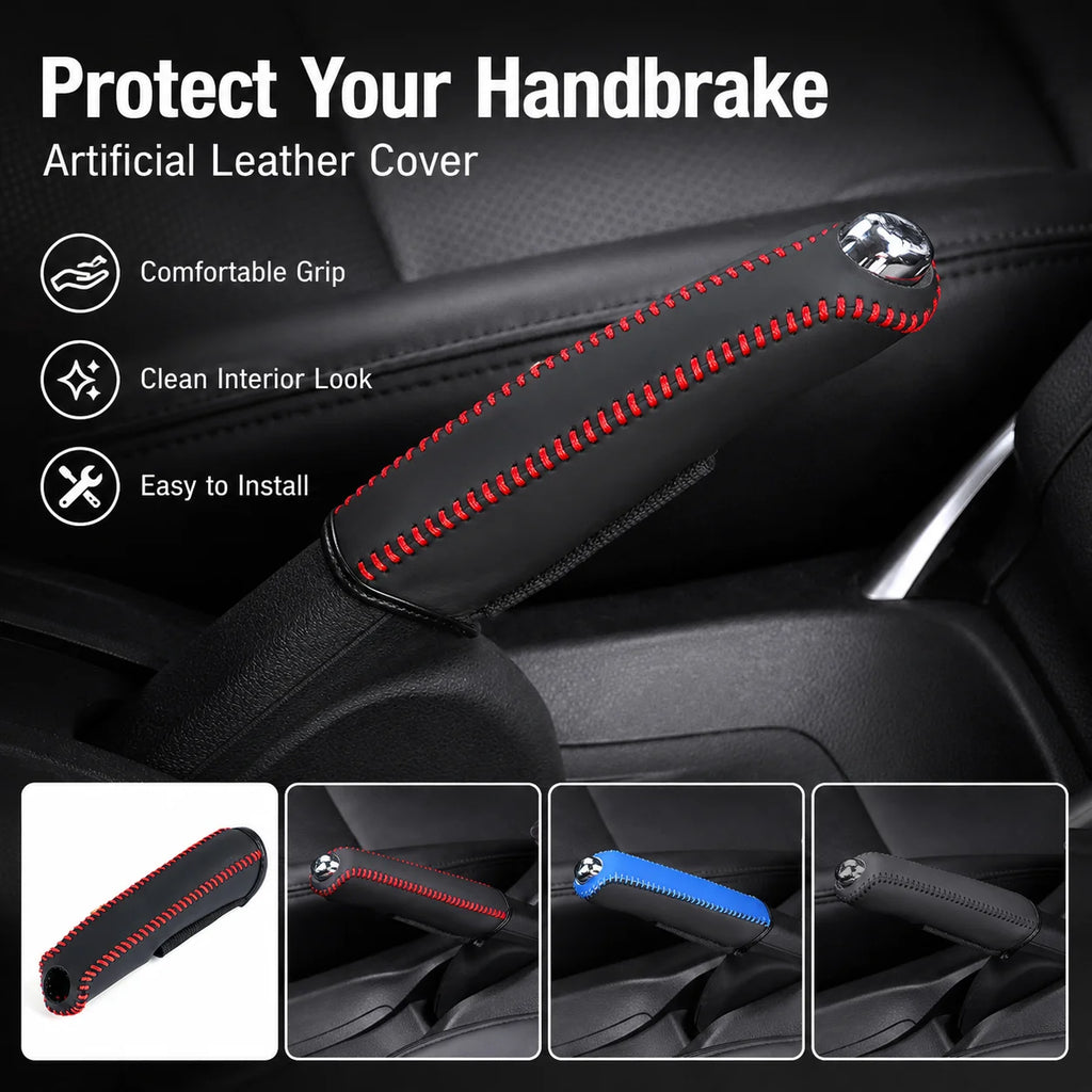 Leather Car Handbrake Cover | Anti-Slip Grip Sleeve Protector Handbrake Cover QXL