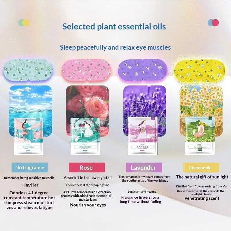 Disposable Steam Eye Masks 10-Pack | Warming Aromatherapy Steam Eye Mask QXL