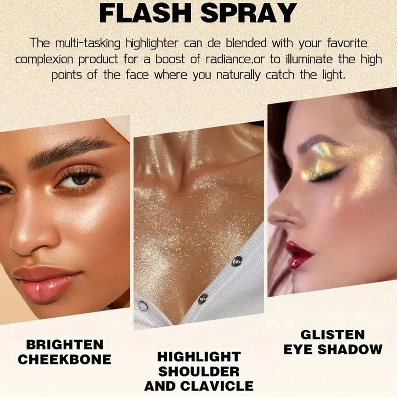 VERONNI Glitter Highlighter Spray – Face & Body Shimmer Body Highlighter Spray QXL