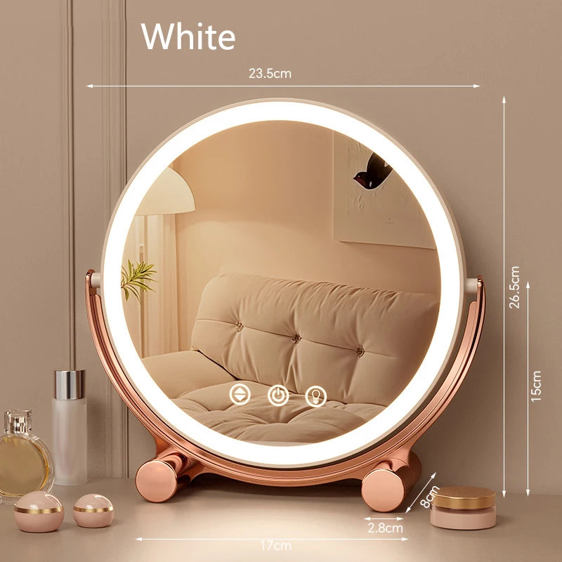LED Makeup Mirror 3-Color Dimmable Touch Vanity USB-C LED Vanity Mirror QXL White