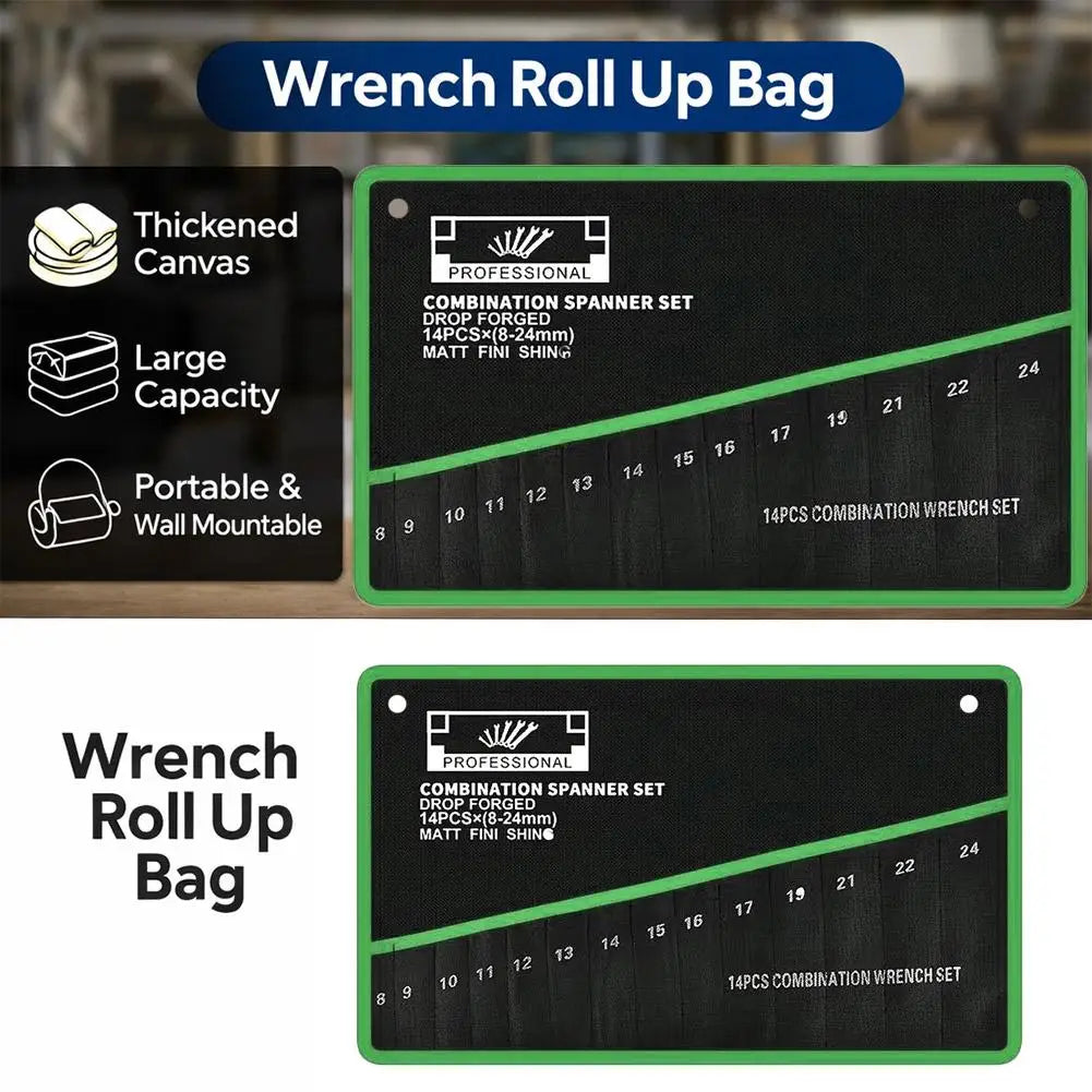 14-Pocket Wrench Storage Bag | Tool Organizer for Mechanics Tool Storage Bag QXL