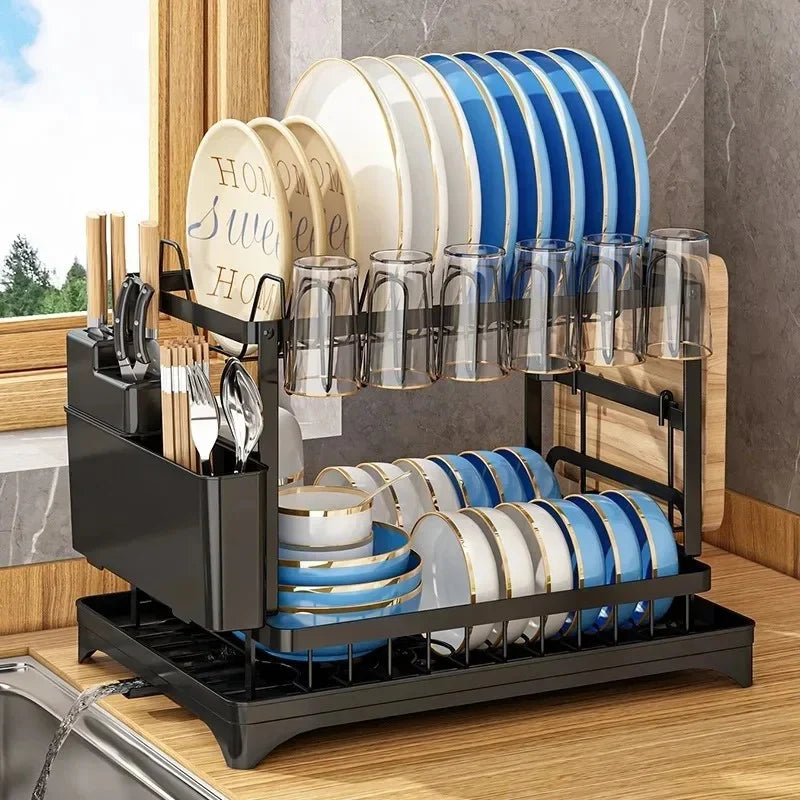 Multifunctional Kitchen Dish Rack & Countertop Drain Shelf Dish Drain Rack QXL
