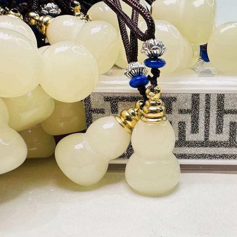 Jade Gourd Pendant Necklace | Refillable Essential Oil Vial Essential Oil Necklace QXL