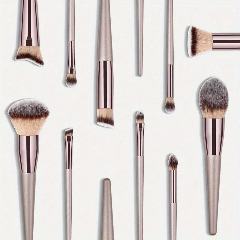 10-Pc Champagne Gold Makeup Brush Set | Foundation & Eye Kit Makeup Brush Set QXL