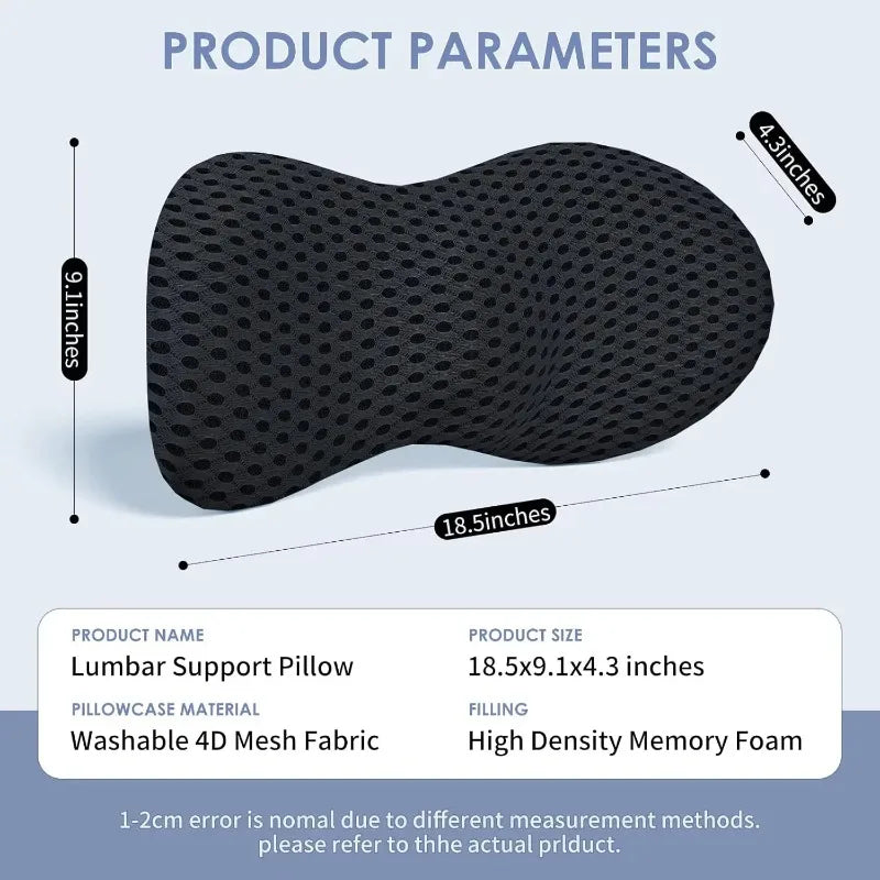 Memory Foam Lumbar Support Pillow | Office Chair & Car Seat Lumbar Support Pillow QXL