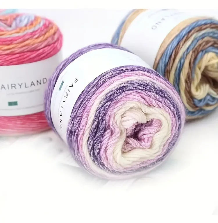 2-Pack Gradient Rainbow Cake Yarn | Soft Polyester Crochet Yarn Craft Knitting Yarn QXL
