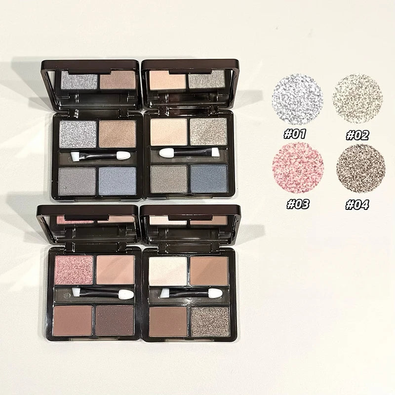Art Value 4-Color Eyeshadow Palette | Glitter Shimmer Matte Eyeshadow Palette QXL
