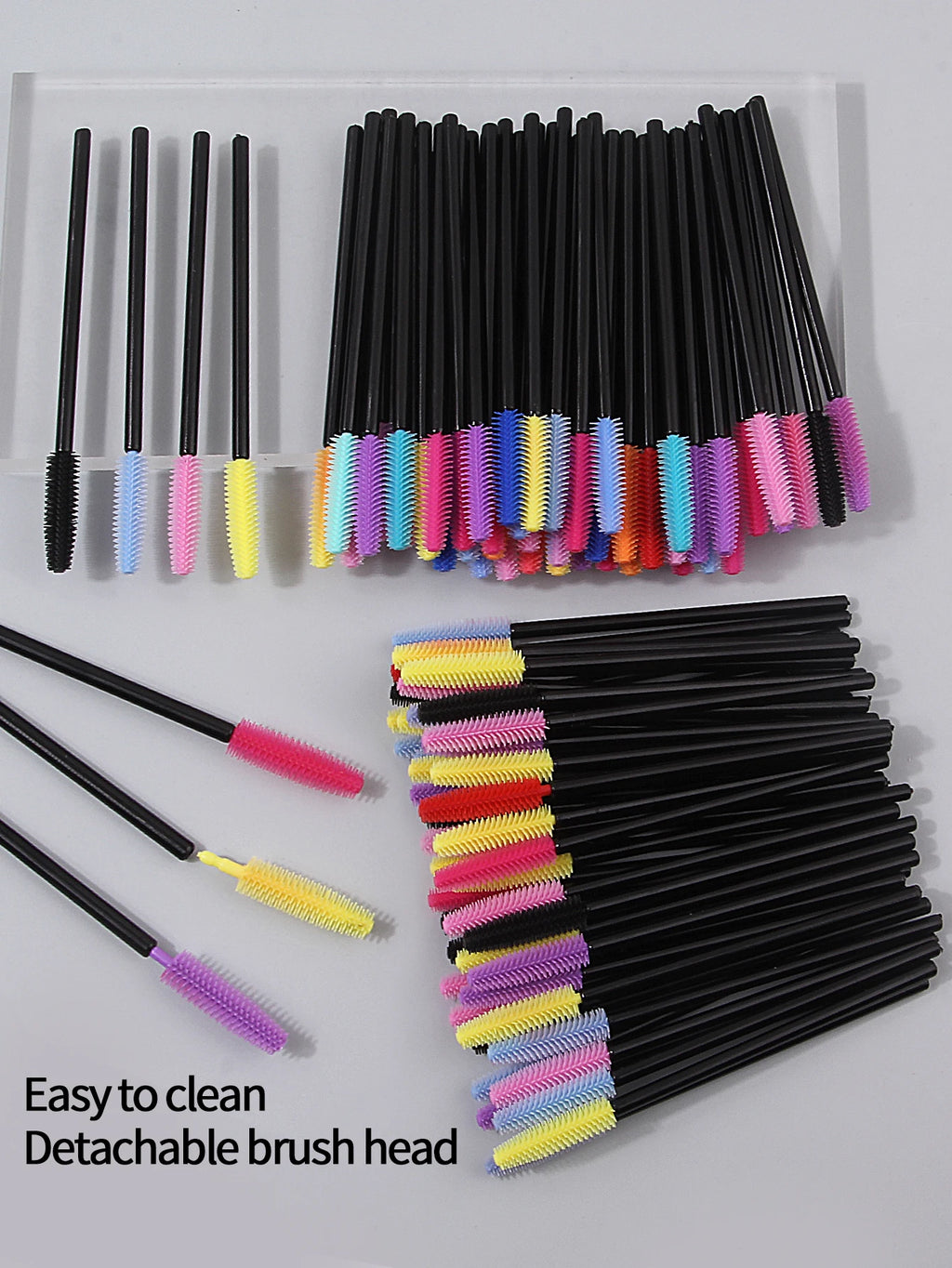 100-Pack Silicone Spoolie Brushes | Lash & Brow Combs Spoolie Brush Set QXL Random color mixing Silicone