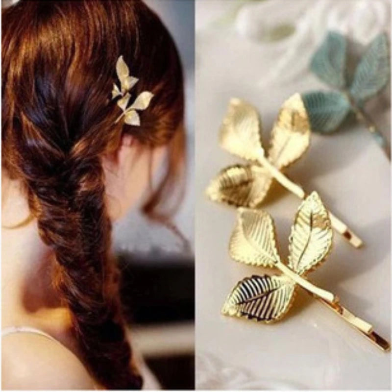 Pearl Metal Leaf Hair Clips | Bridal Olive Branch Barrettes Hair Clip Barrette QXL
