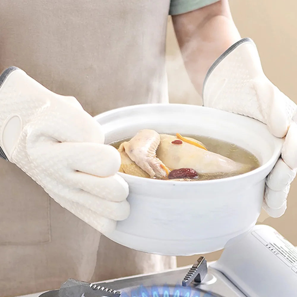 Silicone Five-Finger Oven Mitts | Non-Slip Kitchen Gloves Silicone Oven Mitts QXL