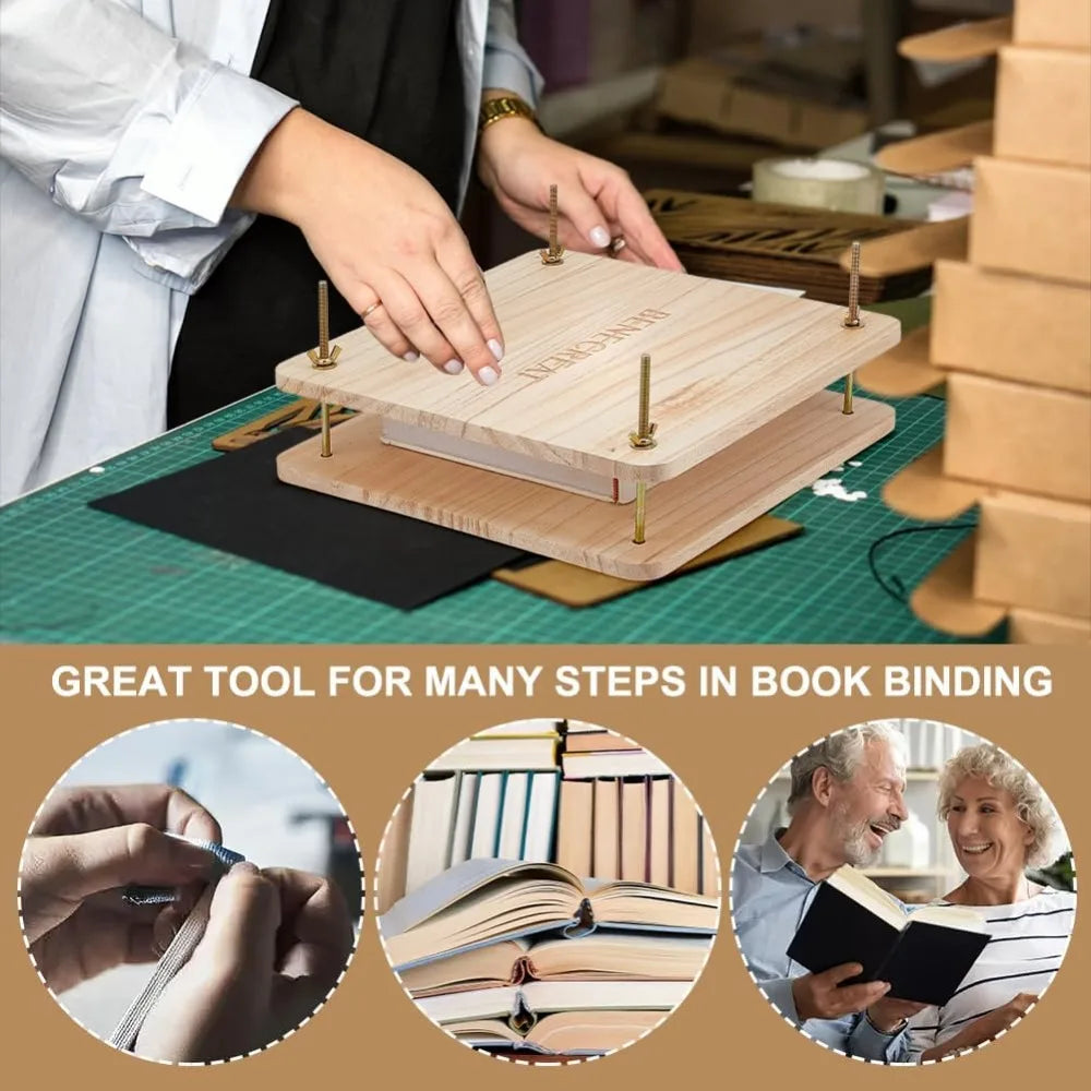 Wooden Book Press Bookbinding Machine | Wing Nuts & Gaskets Bookbinding Press QXL