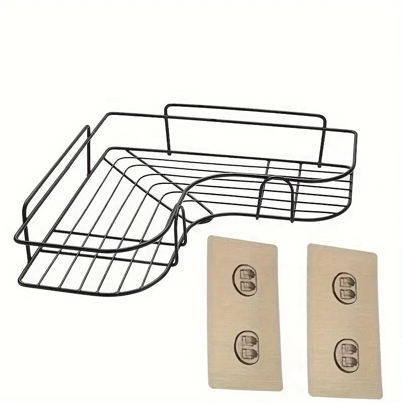 Punch-Free Corner Bathroom Shelf | Iron Tripod Storage Stand Bathroom Corner Shelf QXL