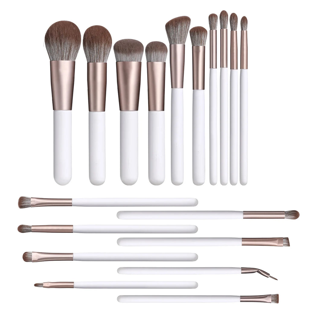 18-Piece Pearlescent White Makeup Brush Set | Soft Nylon Bristles Makeup Brush Set QXL 18 brushes