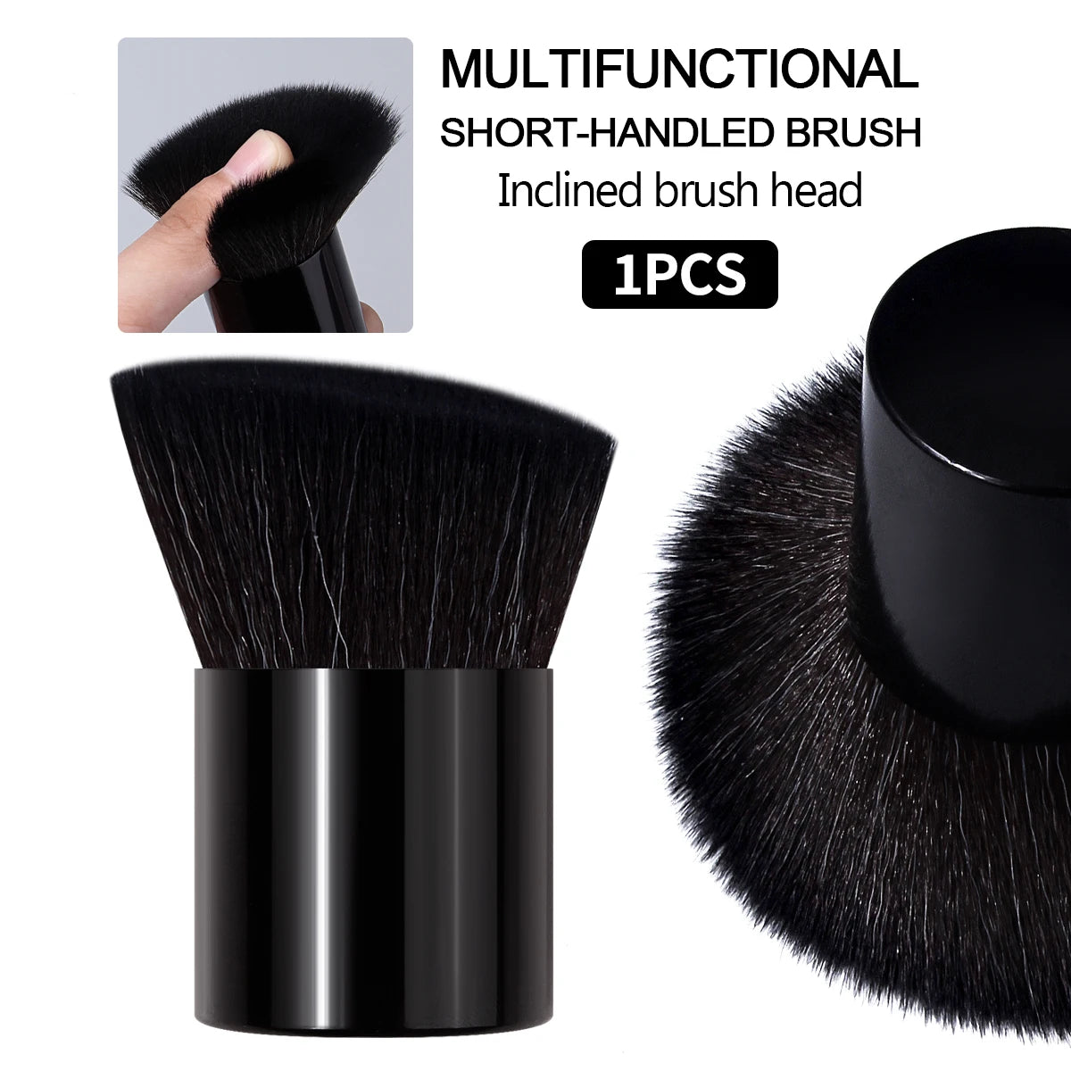 KOSSHOW Mini Travel Makeup Brush | Blush, Bronzer & Powder Travel Makeup Brush QXL black