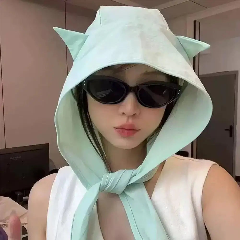 Cat Ear Hooded Sun Hat | Quick-Dry Fisherman Cap & Chin Strap Hooded Sun Hat QXL