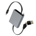 4-in-1 Retractable USB Cable 66W Fast Charging – Type-C & More USB Charging Cable QXL grey