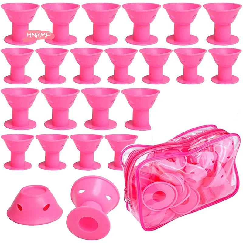 20-Pc Mushroom Bell Silicone Hair Curling Rollers Heat-Free Hair Curling Rollers QXL