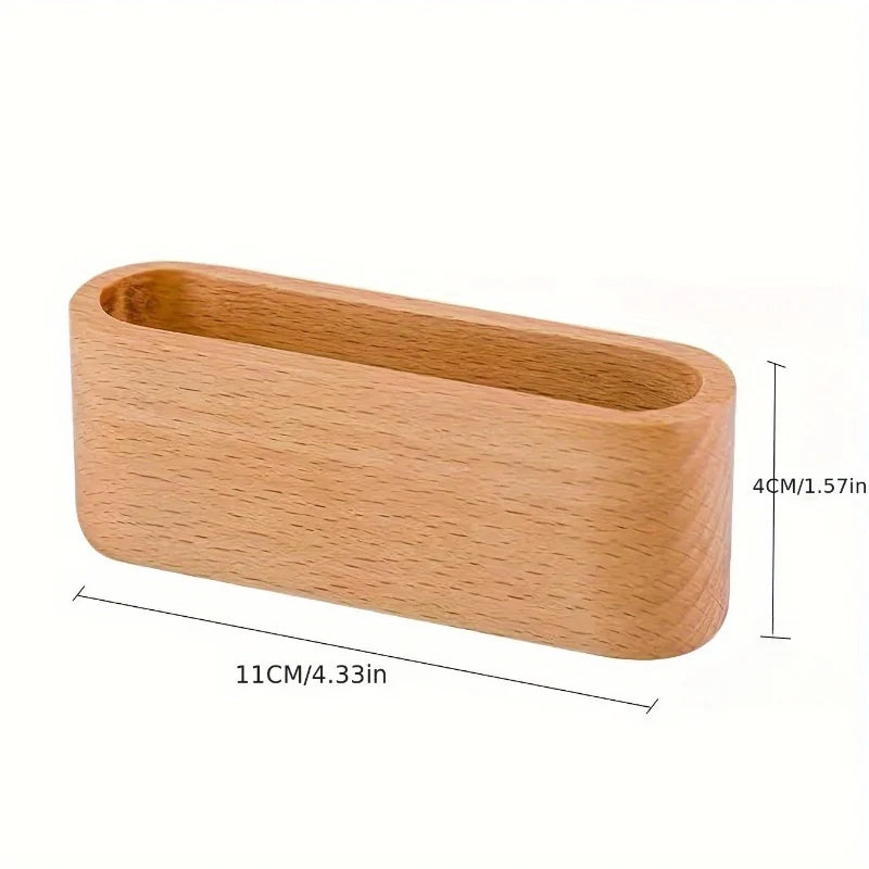 Wooden Business Card Holder | Desktop Office Storage Box Business Card Holder QXL