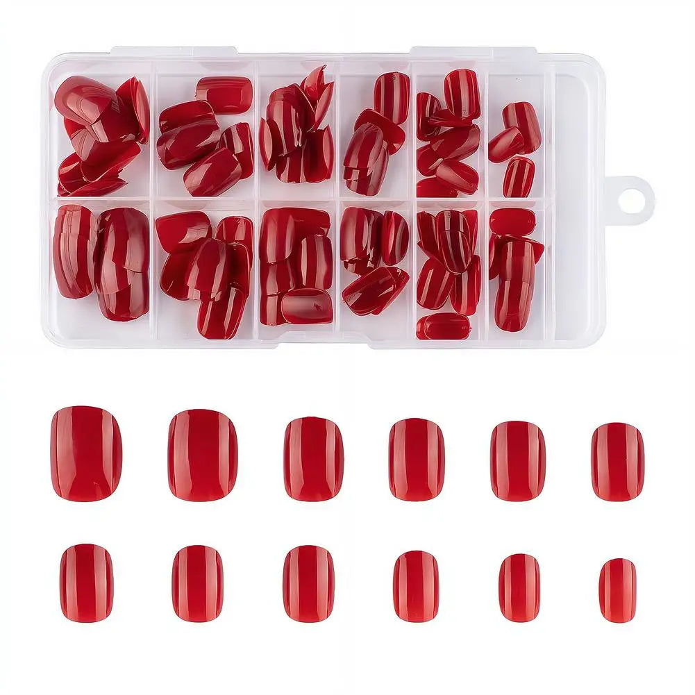 120-Pack Short Square Press-On Nails | Glossy Full Cover Tips Press-On Nail Tips QXL