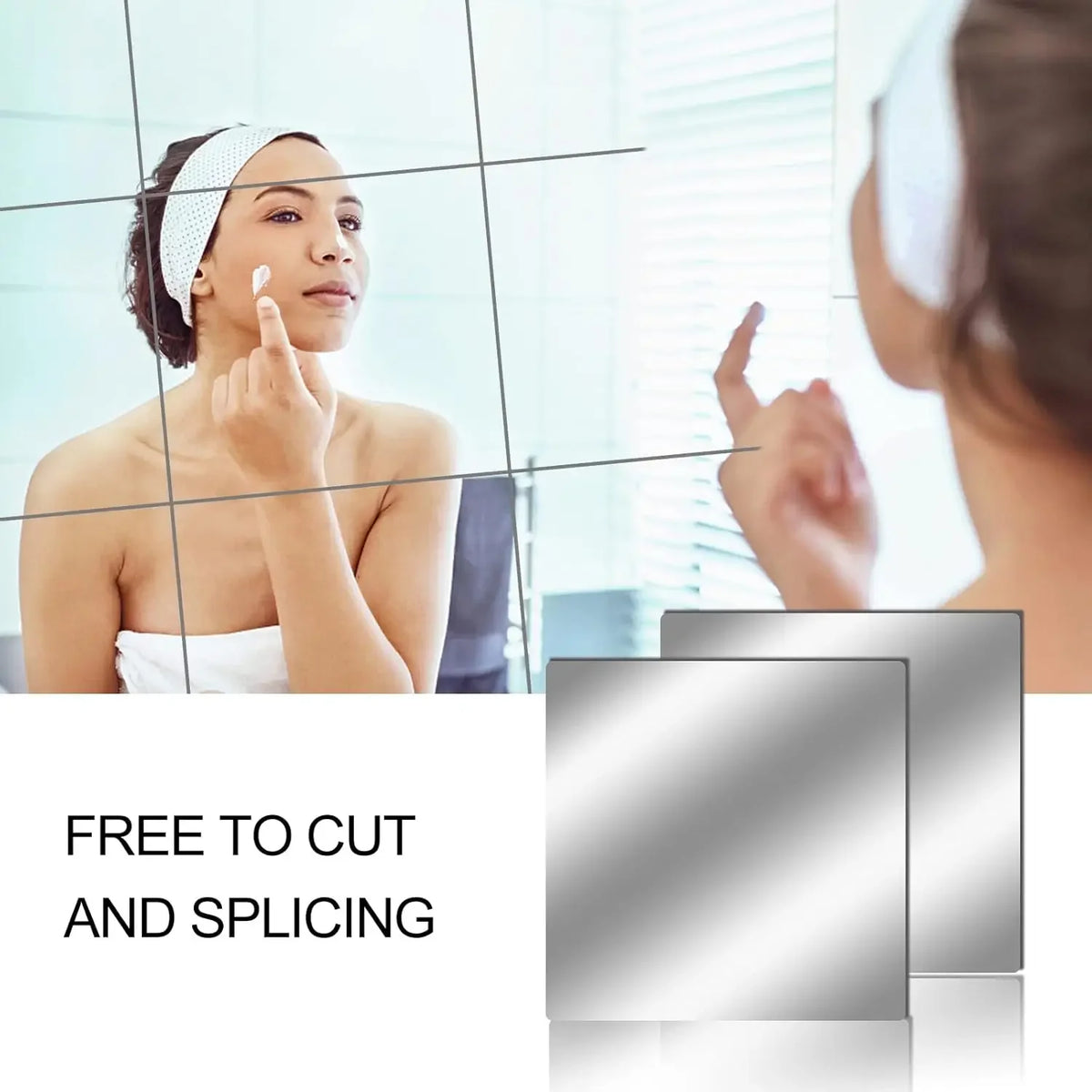 4-Pack Acrylic Wall Mirror Stickers | Cuttable Self-Adhesive Wall Mirror Tiles QXL