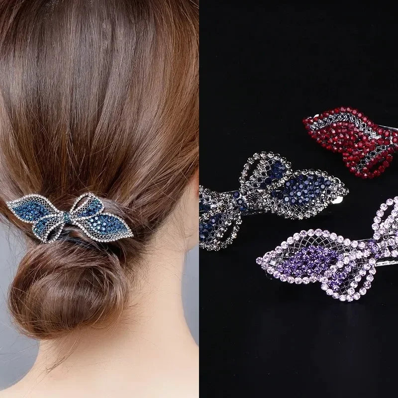 Glitter Crystal Rhinestone Ponytail Hair Clip | Wedding Barrette Rhinestone Hair Clip QXL