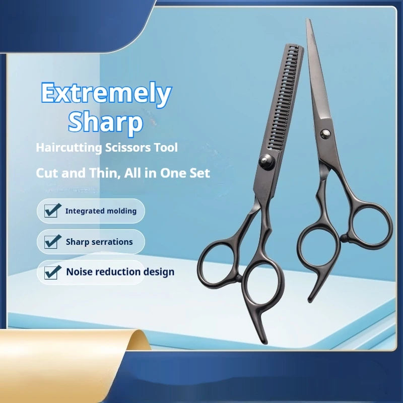 6-Inch Hair Scissors & Thinning Shears Barber Set | Stainless Hair Cutting Shears QXL