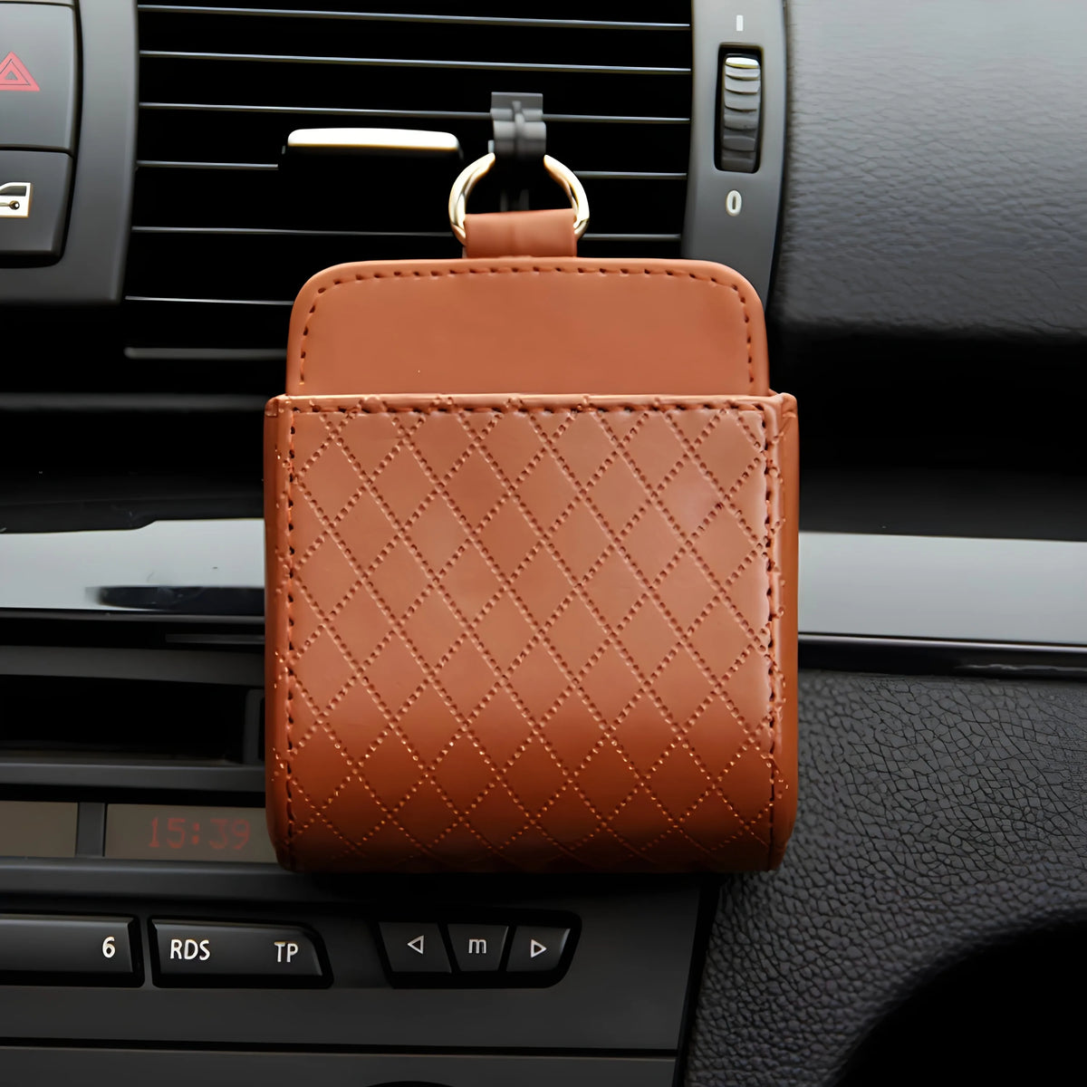 Car Air Vent Phone Holder & Storage Box Organizer Car Vent Organizer QXL Brown