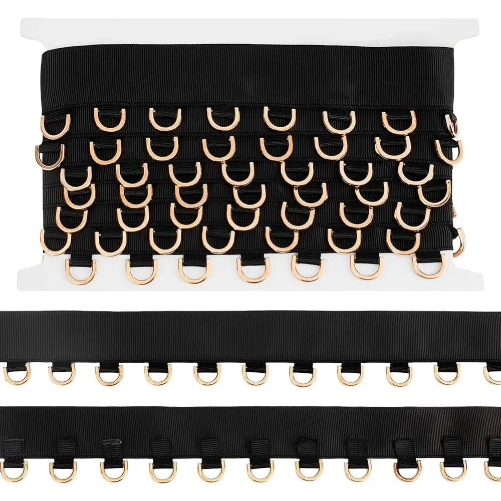 Black Grommet Eyelet Twill Tape Trim 3 Yds | Gold D-Ring Grommet Trim Tape QXL