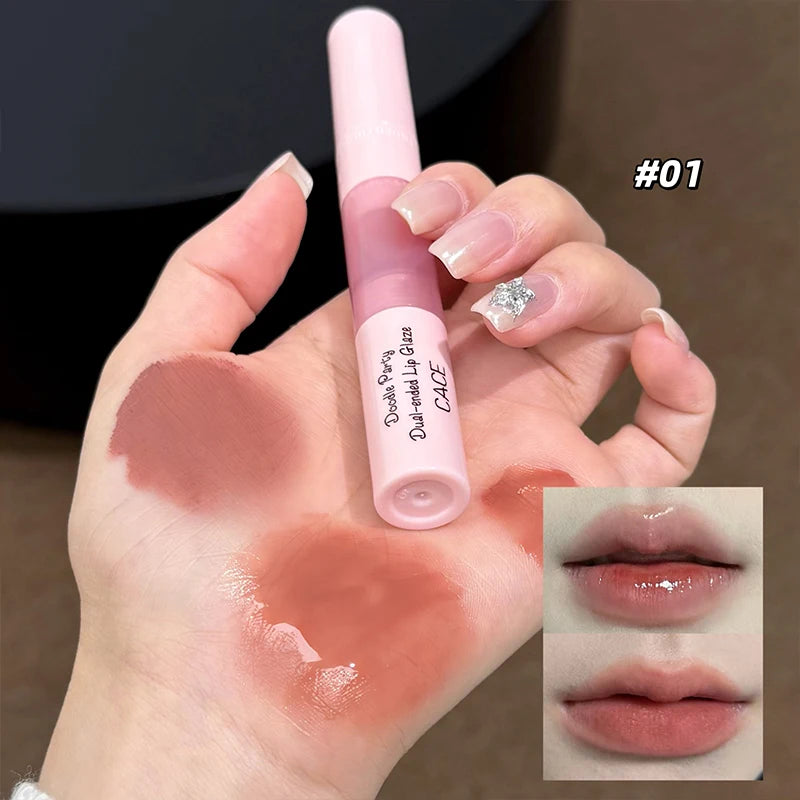 CACE 2-in-1 Mirror Lip Gloss & Matte Lip Stain Stick Lip Gloss Stain QXL