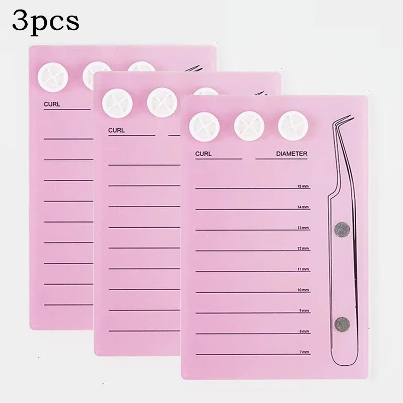 Acrylic Lash Extension Pallet Kit | 7–15mm Scale & Tweezer Holder Lash Extension Organizer QXL Pink-3pcs