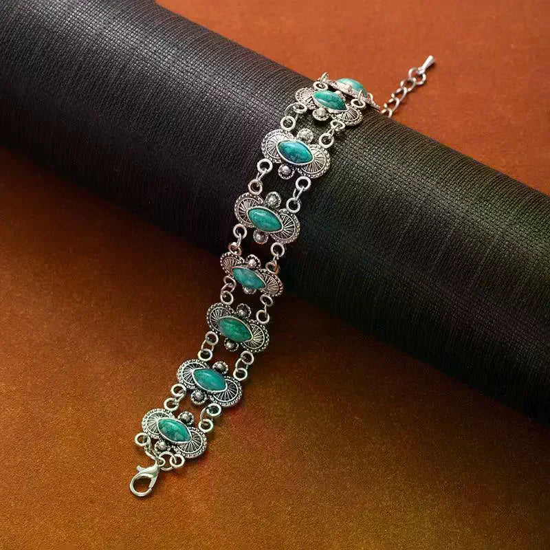 Vintage Bohemian Turquoise Bangle | Adjustable Women's Bracelet Bangle Bracelet QXL
