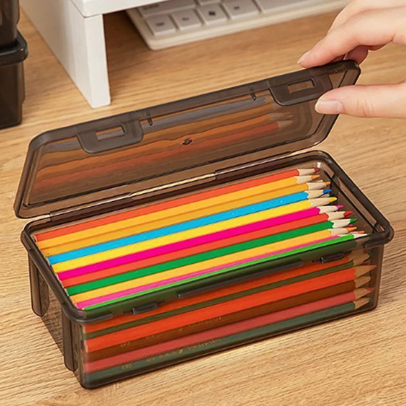Transparent Stackable Pencil Case Box | Large Capacity Storage Pencil Storage Box QXL