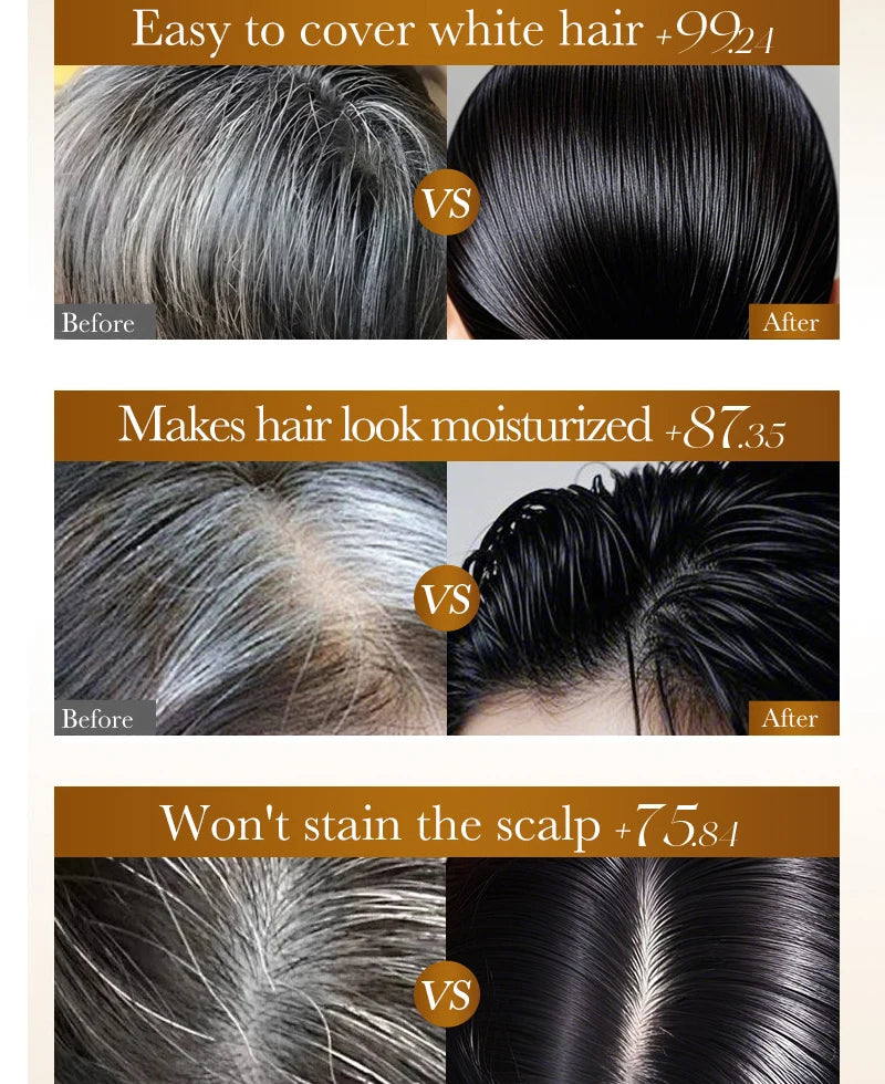 10-Pack 4-in-1 Black Hair Color Shampoo | 15-Min Herbal Formula Hair Color Shampoo QXL