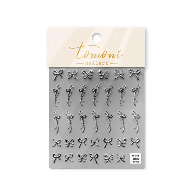 5D Glitter Butterfly Nail Stickers | Gold Silver Laser Decals Nail Art Stickers QXL TA-255 Silver