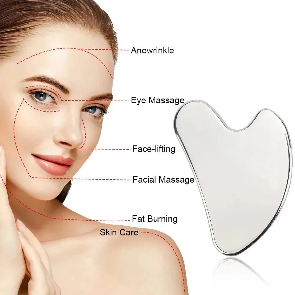 Ice Face Roller & Stainless Steel Gua Sha Tool Set Facial Massage Tool Set QXL