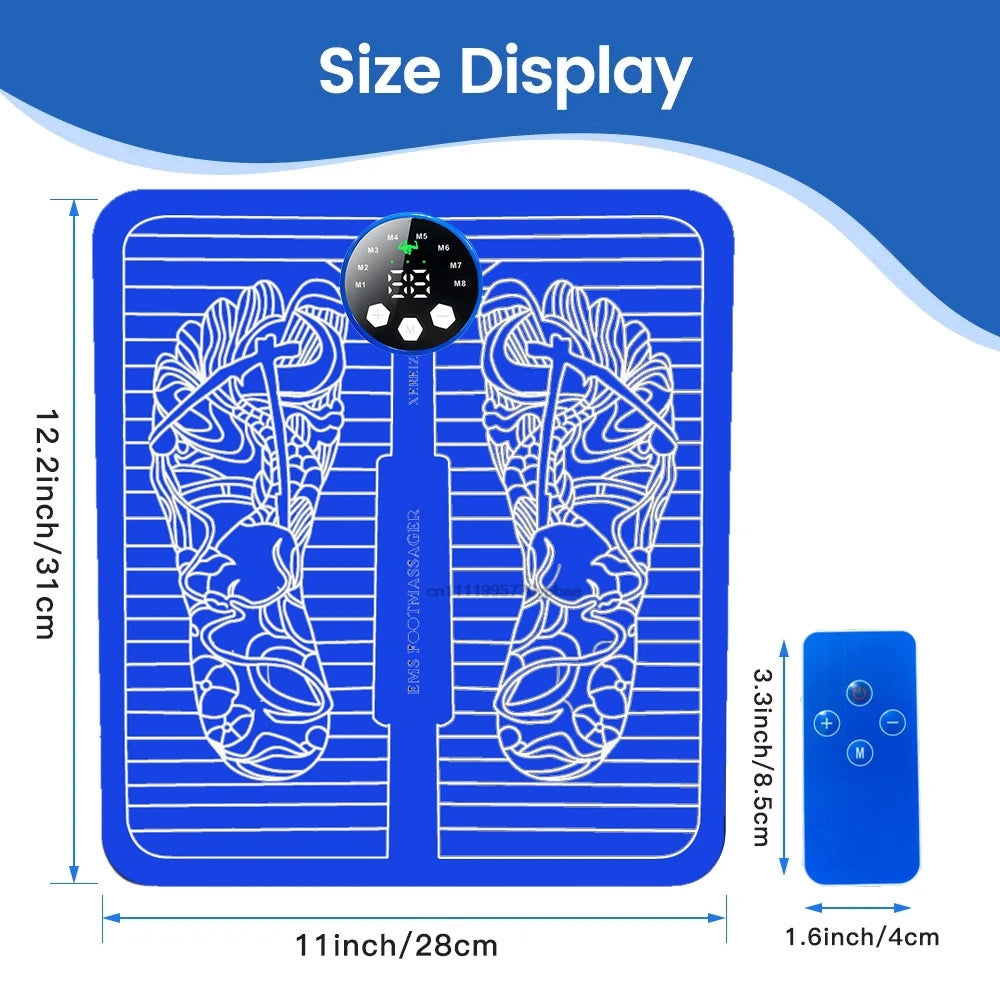 Electric Foot Massager Pad | EMS Muscle Relaxation Trainer Electric Foot Massager QXL A1-blue