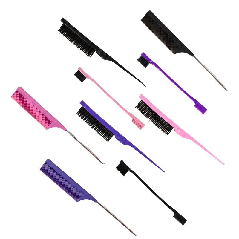 3-Piece Hair Braiding Kit | Rat Tail, Edge & Teasing Brush Set Hair Styling Tool Set QXL