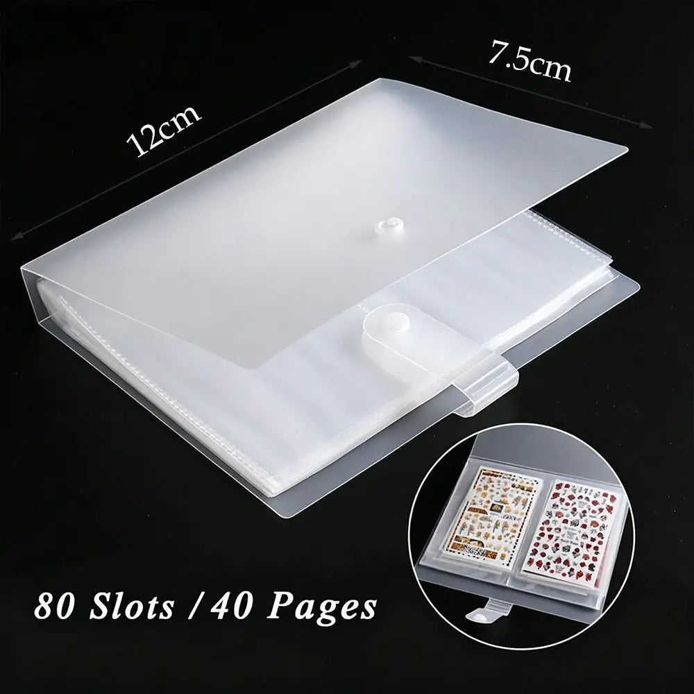 Transparent Nail Tip Storage Book | 40/80 Slots PVC Album Nail Art Storage Book QXL