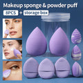 8-Pc Purple Makeup Sponge & Powder Puff Set + Storage Jar Makeup Sponge Set QXL PURPLE