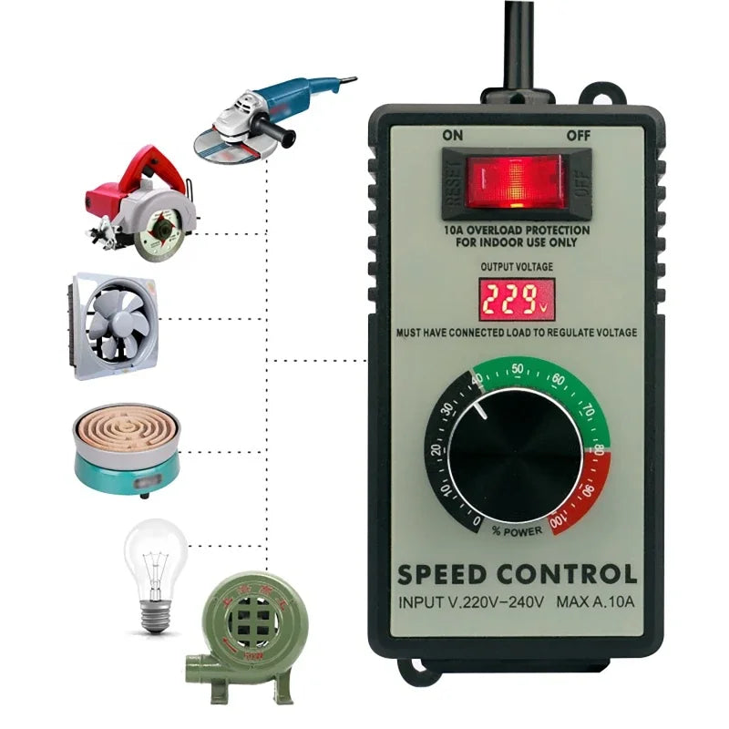 4000W Variable Voltage Speed Controller LED Display | 110V–220V Variable Speed Controller QXL