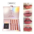 VERONNI Bear Lip Glaze & Necklace Gift Set | 4-Pc Matte Mirror Lip Glaze Gift Set QXL A Set