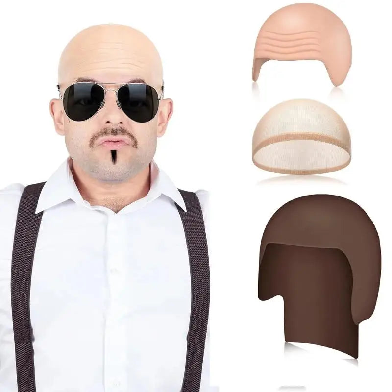 Realistic Latex Bald Cap Set | Halloween Cosplay Wig Cap Bald Cap Costume QXL