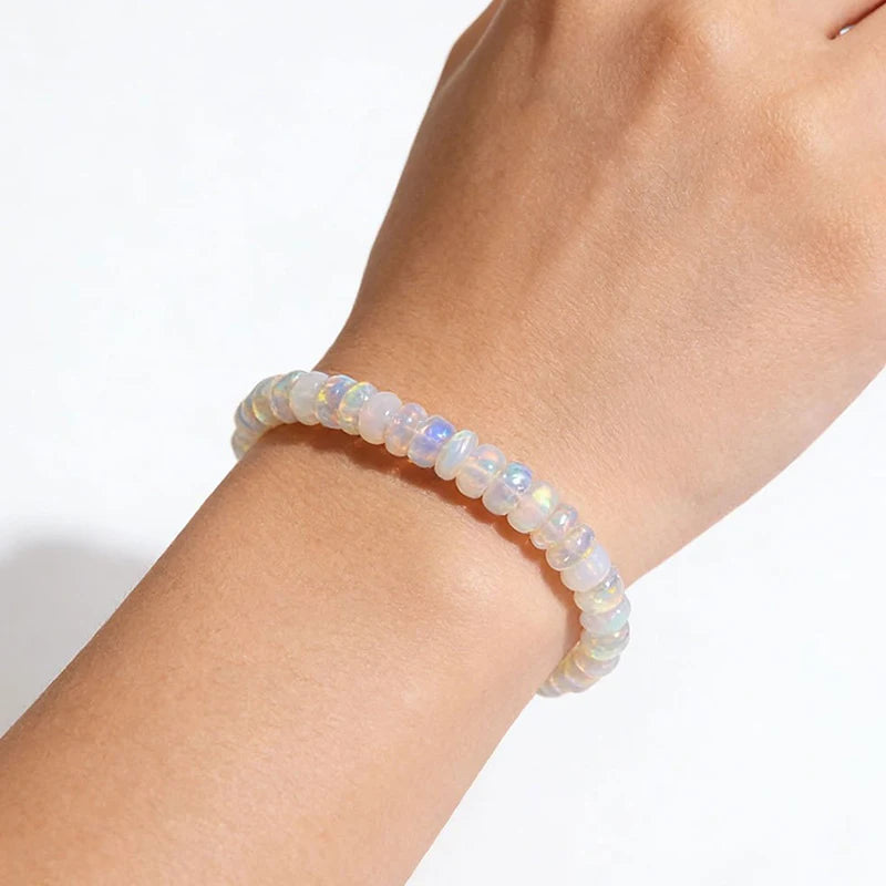 Opal Crystal Stretch Bracelet | 8mm Natural Stone Beads Women Stone Bead Bracelet QXL
