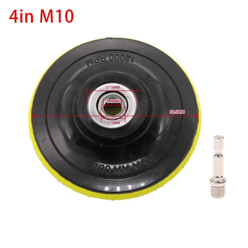 M10 M14 4-Inch Self-Adhesive Sanding Disc Backing Pad & Drill Adapter Sanding Disc Backing Pad QXL 4in M10
