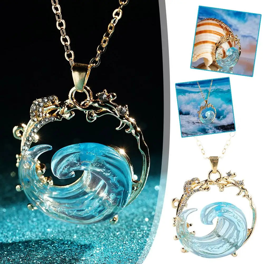 Ocean Wave Jewelry Set – Necklace, Earrings & Ring for Women Jewelry Set QXL