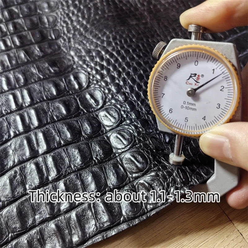 1.2mm Black Crocodile Grain Veg-Tanned Cowhide Leather Hide Craft Leather Hide QXL
